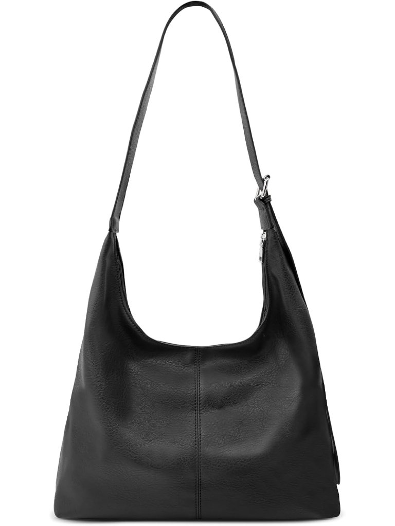 Large Hobo Bag For Women Vegan Leather Slouchy Shoulder Tote With Zipper | Folda